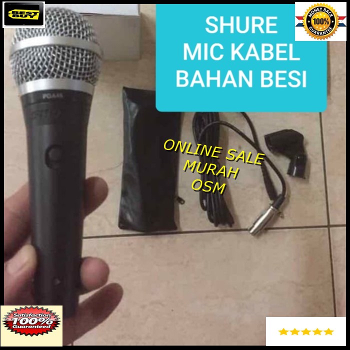 SHURE audi aux legendary Mic song musik kabel Microphone cable karaoke vocal artis audio sound mik pengeras suara pro profesional vokal mikrophone dynamic legendaris EHH  TERBUAT DARI BESI Langsung nyala  Microphone Shure PGA 48 kabel 1bh mic kabel 5-6 me