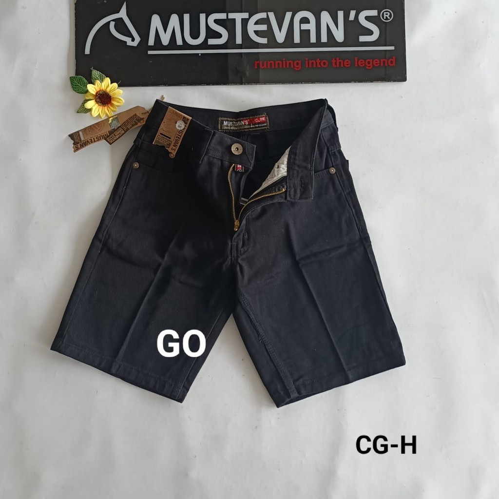 BB MUSTEVANS CELANA HITAM PENDEK JEANS CASUAL SLIMFIT Pria Celana 3/4 Laki-Laki Soft Jeans Cowok