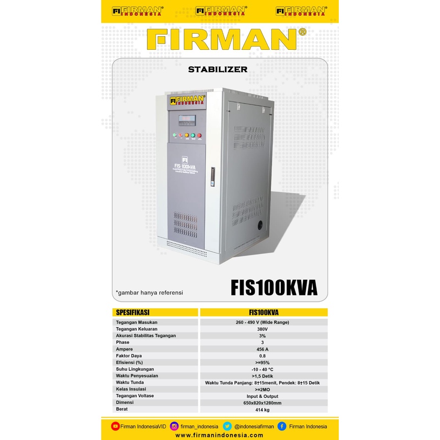 Stabilizer LISTRIK FIS100KVA FIRMAN 3 Phase 100KVA INDUSTRIAL / Stavol Stavol Stavolt FIS 100 KVA Stabiliser FIRMAN FIS-100KVA