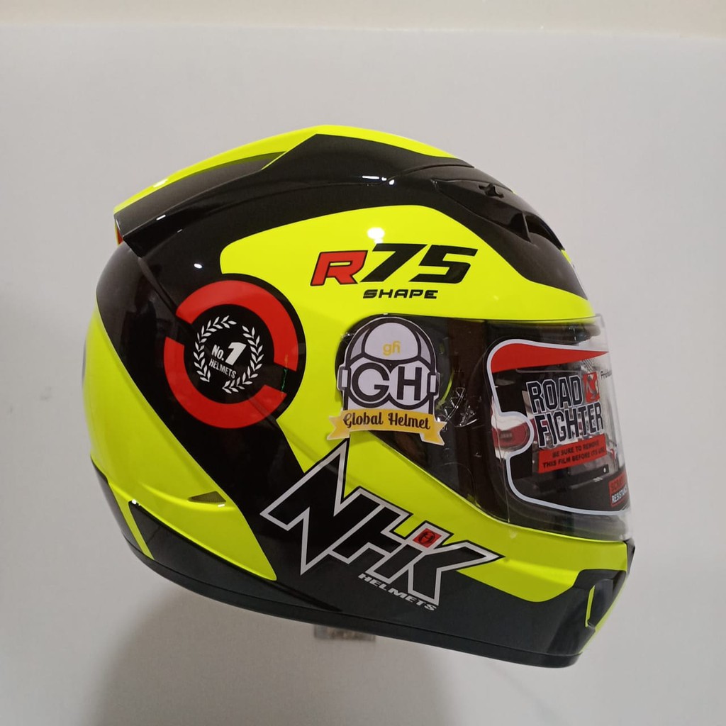 HELM FULLFACE NHK GP1000 NHK GP-1000 MOTIF R75 R -75 YELLOW FLUO BLACK