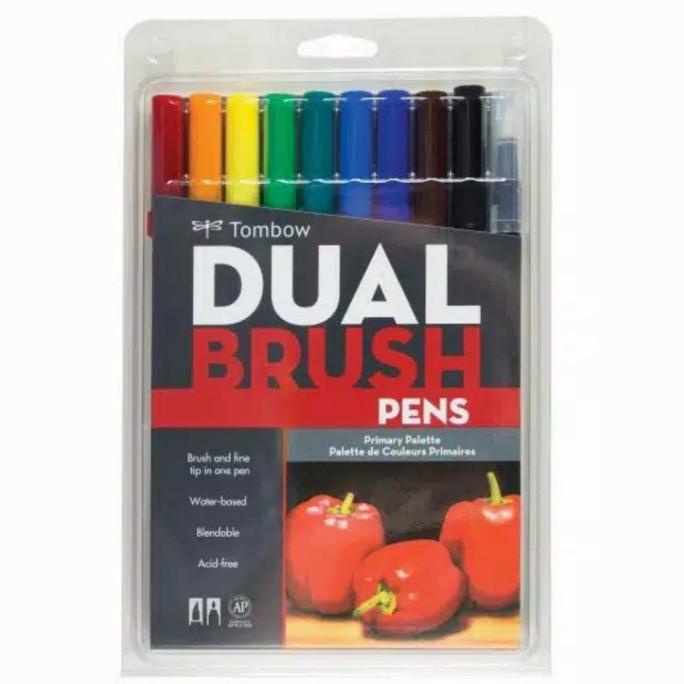 

(BISA COD) Tombow Dual Brush Pens ABT Primary Palette Set 10 pcs BERGARANSI Kode 1385