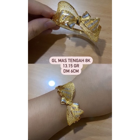 Gelang Bangle Kolong Pita Emas 375