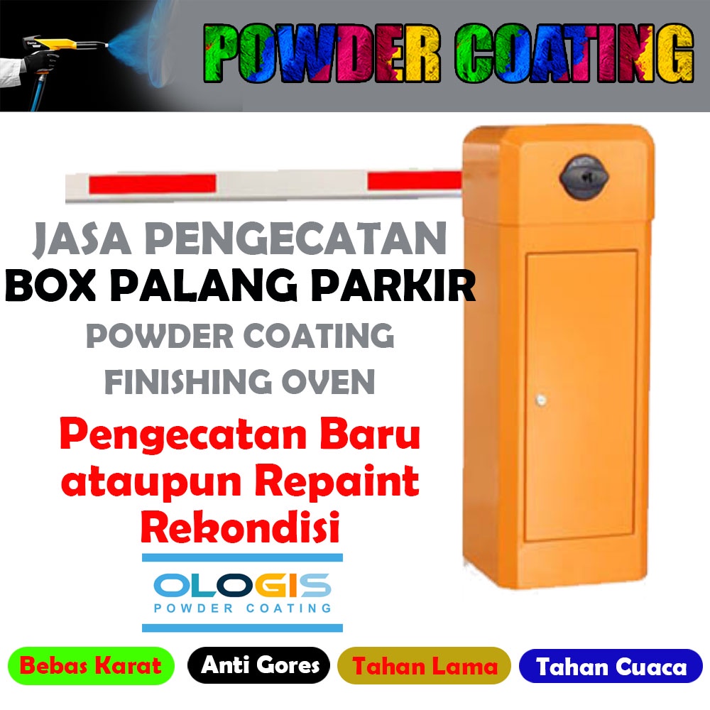 Jual Jasa Pengecatan Box Palang Pintu Parkir Powder Coating Finishing