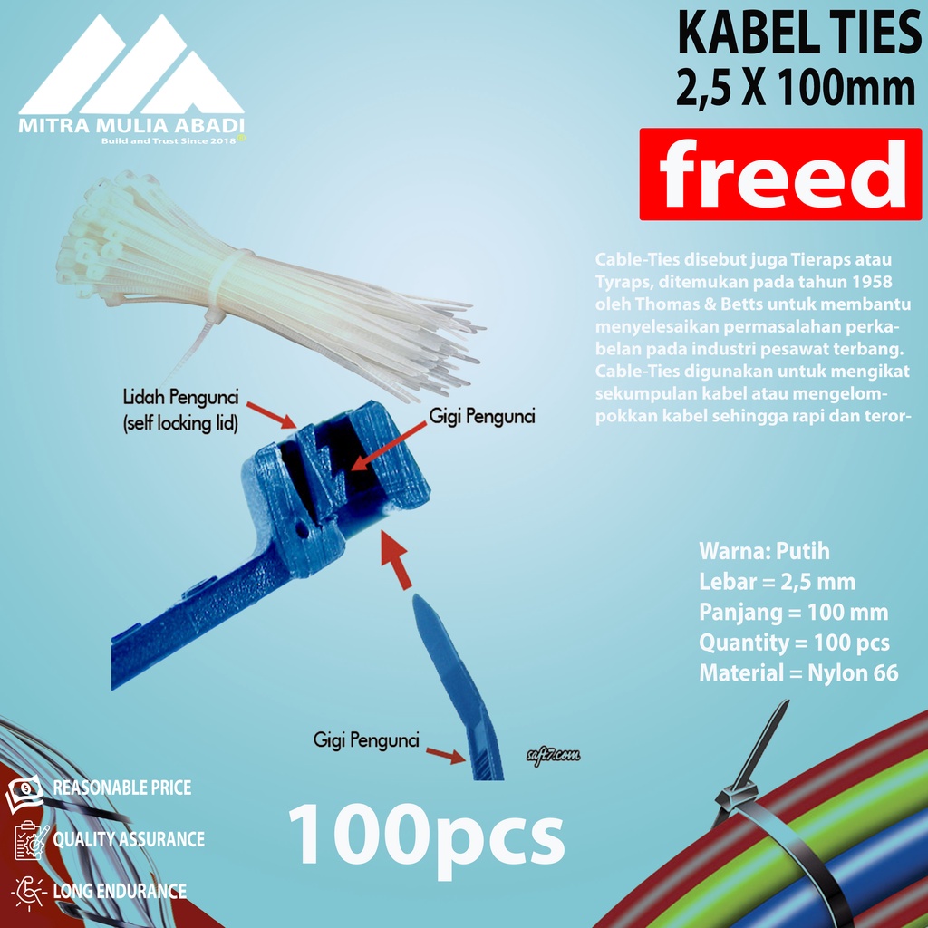 Kabel Ties 10cm isi 100pcs - Putih