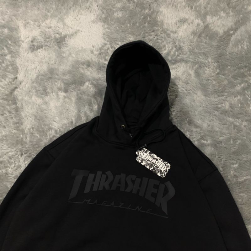 SWEATER HOODIE THRASHER FLAME HITAM PREMIUM HIGHT QUALITY FULLTAG &amp; LEBEL