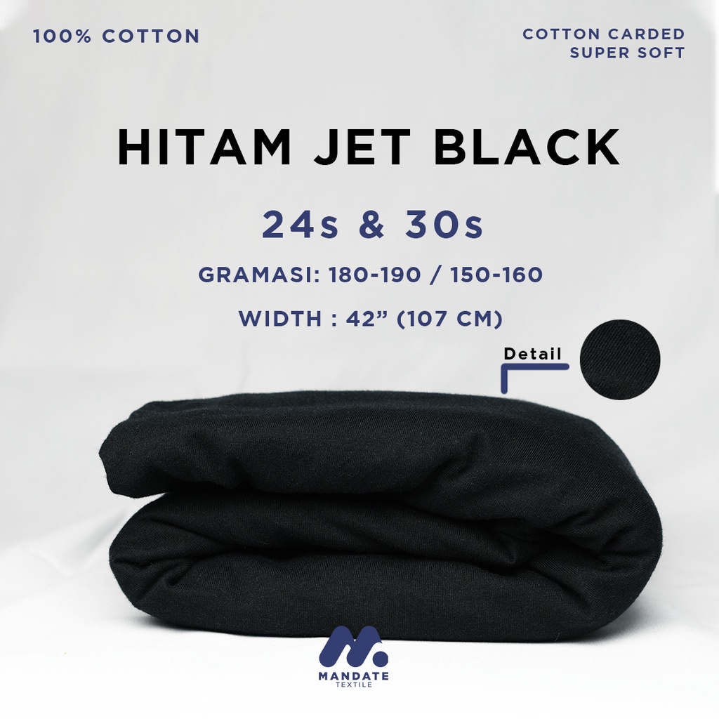 1KG KAOS KAIN COTTON S. COMBED SUPER SOFT 24S/30S | HITAM JETBLACK | SUPER SOFT FULL COTTON CARDED (