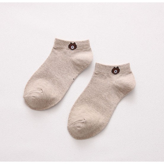 KINGS - Kaos Kaki Brown Kaos Kaki Cute Socks Short Socks Sepatu K351-Cream