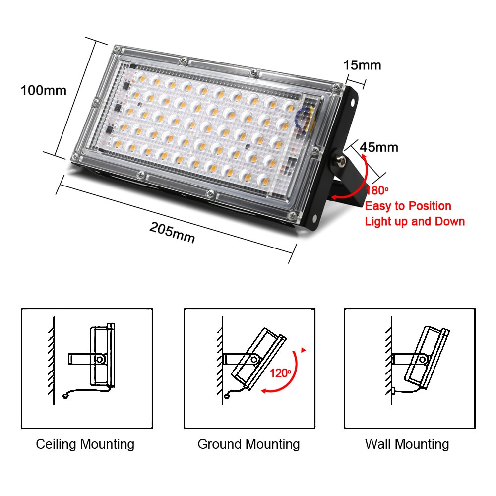 TaffLED Lampu Sorot Flood Light Waterproof 4500 Lumens 50W Cool White 6500K- A8