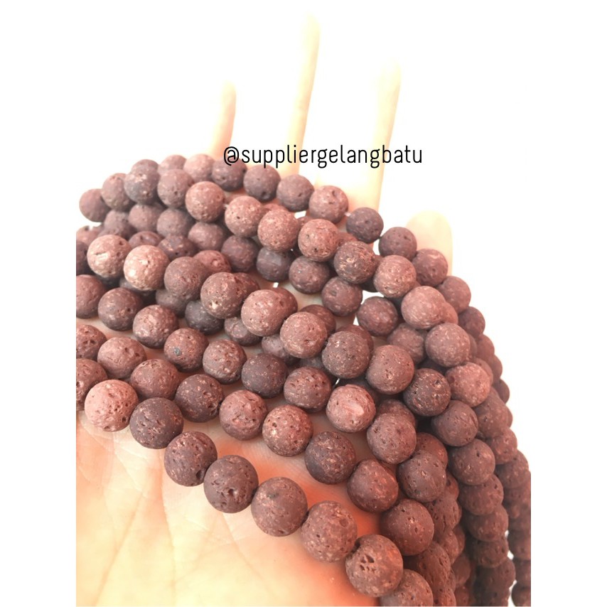 renceng brown lava stone coklat 8mm batu akik merapi larva atsiri akik bahan aksesoris craft grosir