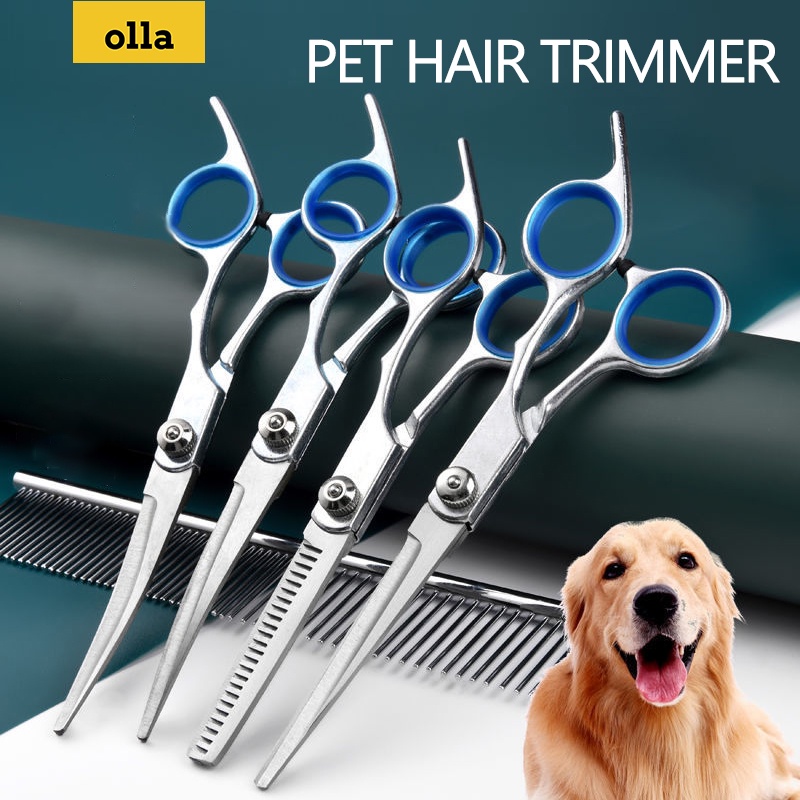 Olla Pet Grooming Gunting 7 Piece Profesional Stainless Steel Cat Grooming Gunting Set Anjing Grooming Gunting Melengkung Gunting