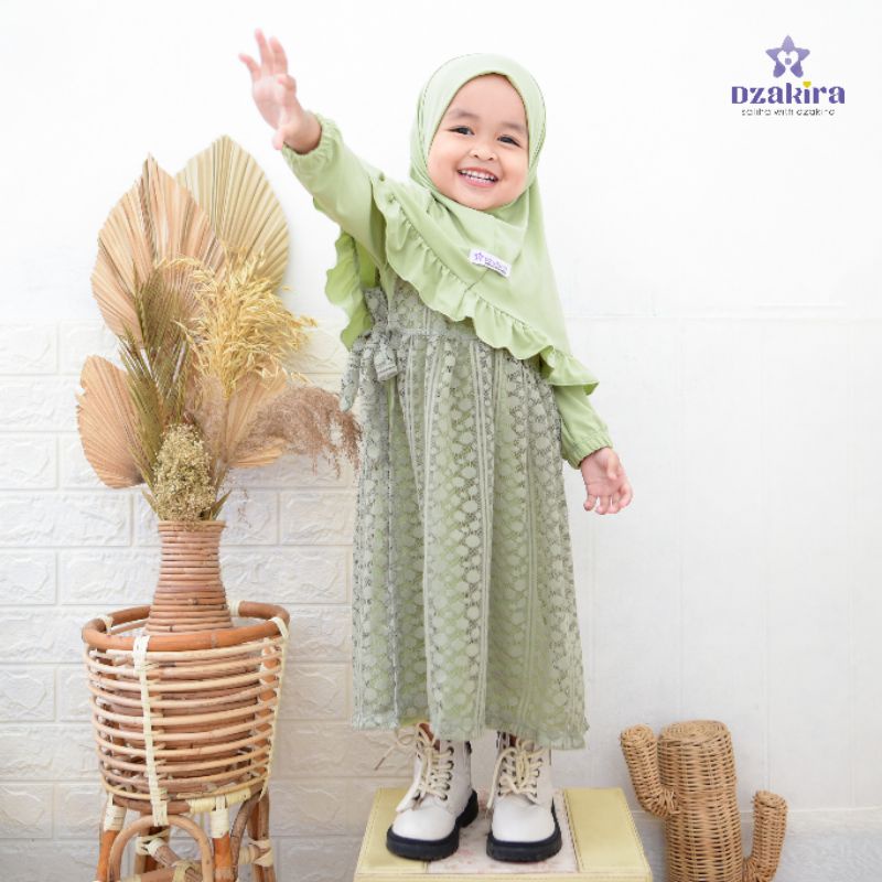 GAMIS BATITA 0-4THN  BRUKAT SET JILBAB KAGUMI BAHAN JERSEY PRIUM BY DZAKIRA