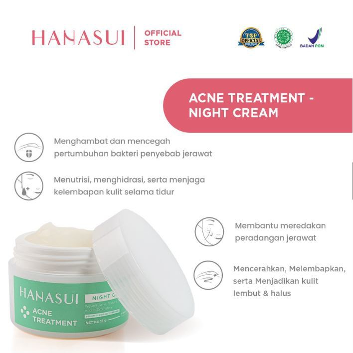 PAKET HANASUI Acne Treatment Series (Cleanser, Acne Spot Gel, Power Essence, Day Cream, Night Cream)