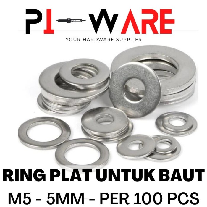 Per Bungkus Isi 100 Pcs Ring Plat Untuk Baut Ukuran M5 5mm 5 mm