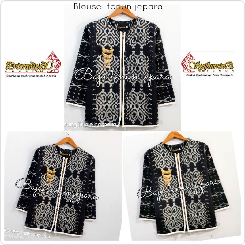 Blouse Blazer tenun jepara resleting jaket baju tenun jepara etnik kain tenun etnik BTB7