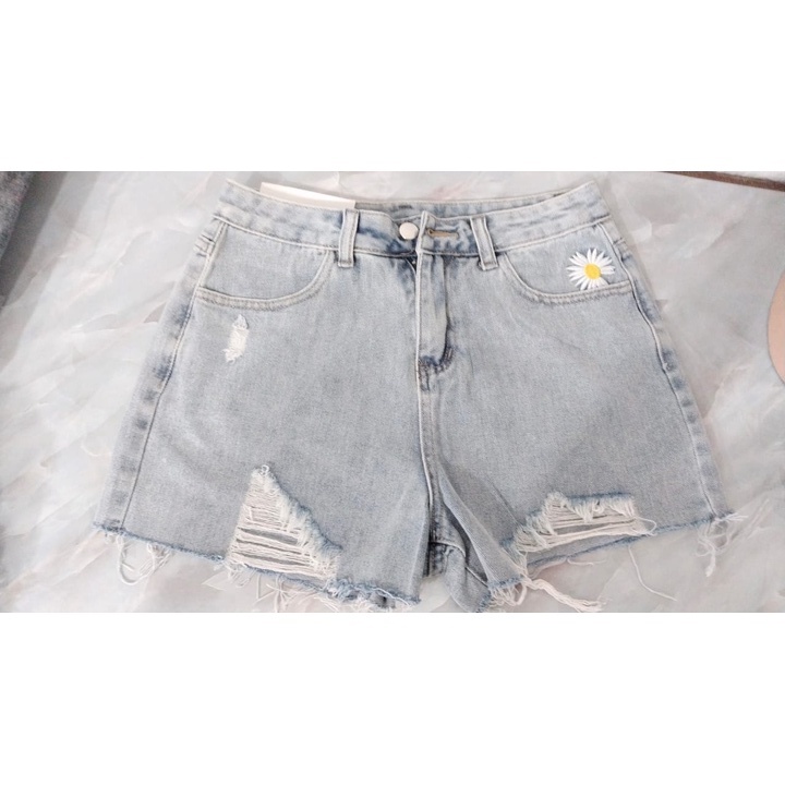 HUES.ID Celana Pendek Jeans Wanita Sobek Hotpants Jeans Ripped 4069 -2