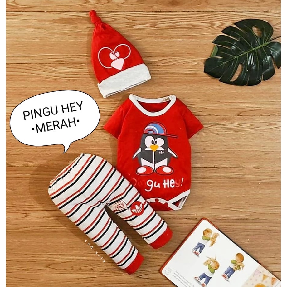 Klik Mds Setelan Jumper Bayi Newborn Pingu Hey Free Topi 1 Ukuran Usia 0-6 Bulan