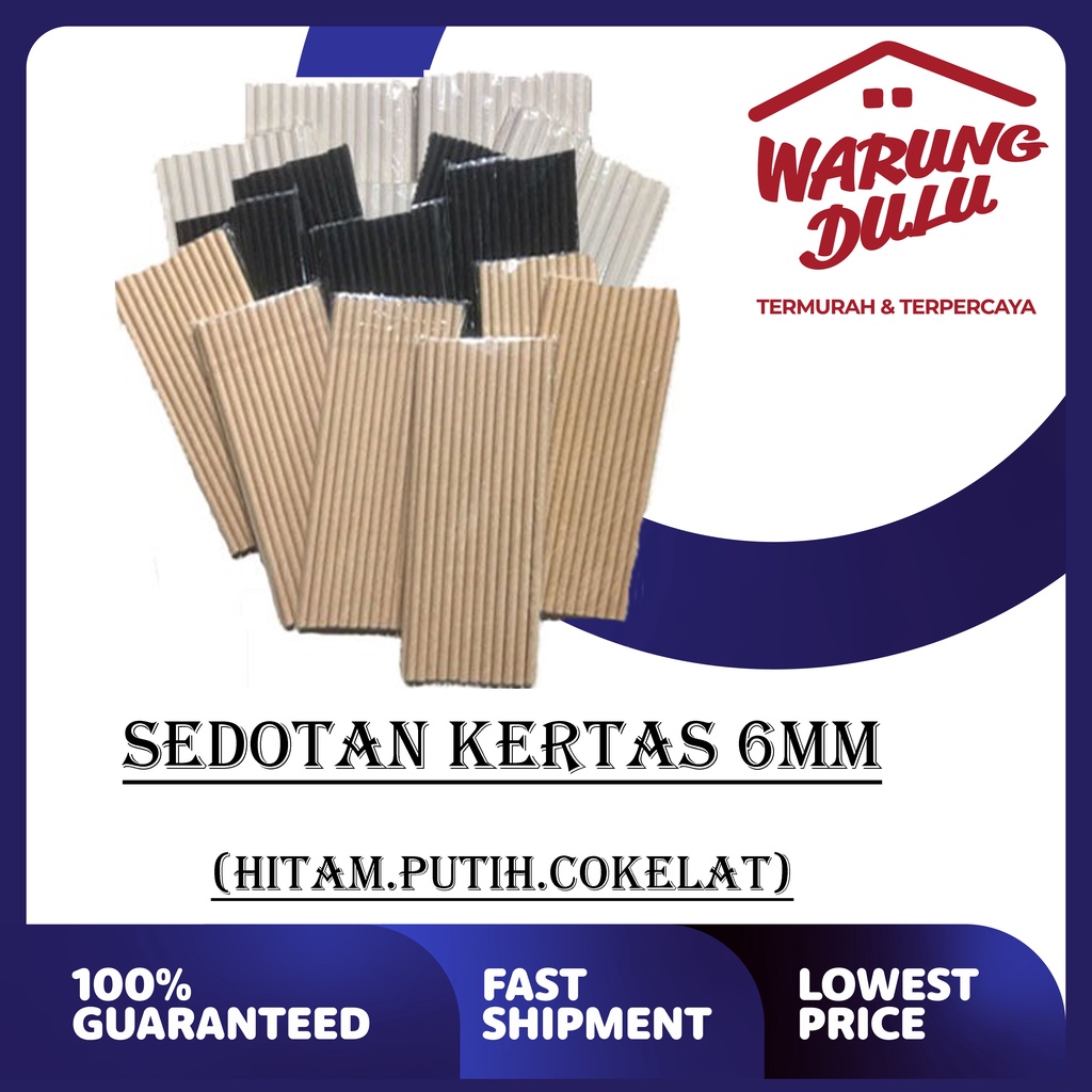 Sedotan Kertas / PAPER STRAW 6mm x 196mm isi 25pcs