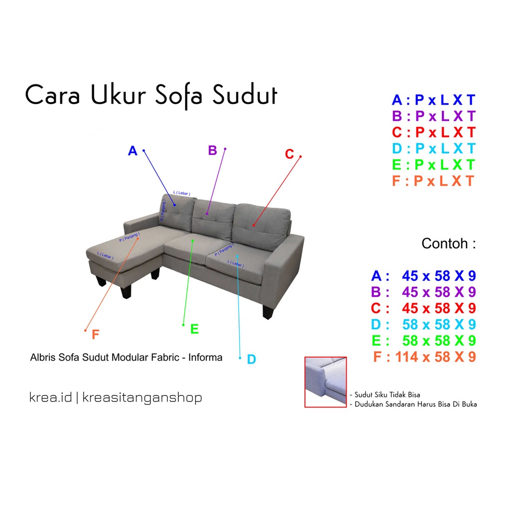 COVER SOFA SUDUT TYPE ALBRIS MODULAR ( BISA CUSTOM UKURAN )