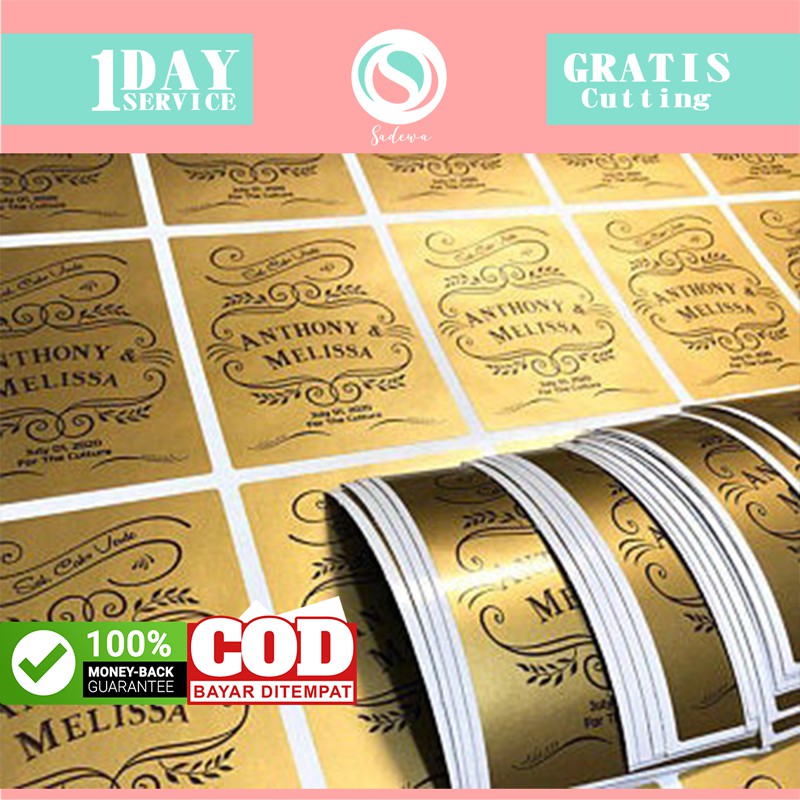 

SPGS 14 1-6 Cetak Custom Sticker GOLD SILVER Print Stiker Kemasan Label Logo Olshop