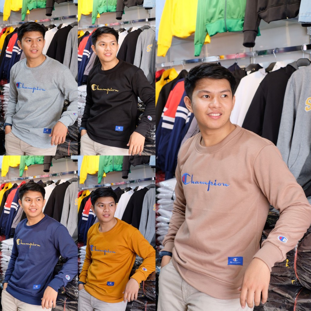 Sweater Hoodie Crewnect Champions Hitam / Jaket Sweater Pria / Outerwear Termurah