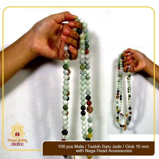 108 Pcs Mala/Tasbih Batu Jade / Giok 10 mm With Naga Head Accessories