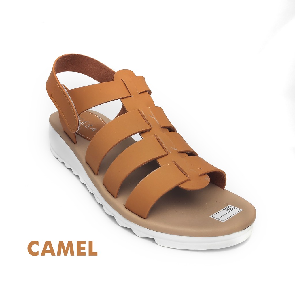 SANDAL WANITA HAK 3CM || STRIP TIGA CEWE KERONJO KULIT