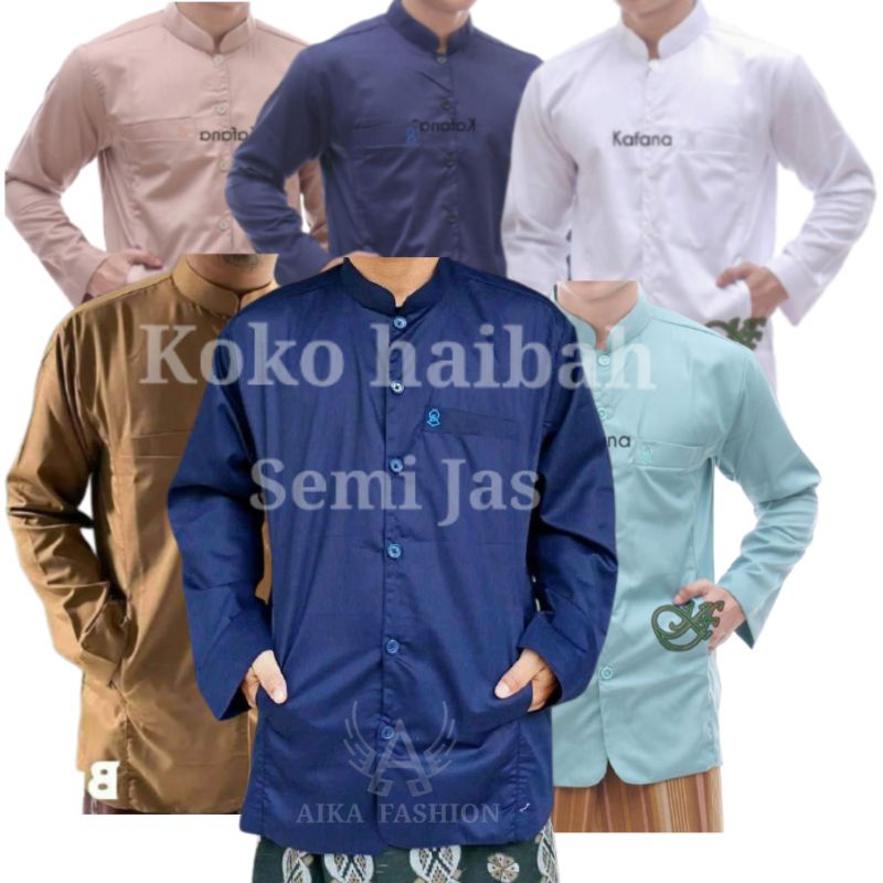 Koko Haibah Semijas Terompah Pria Dewasa Semi Jas Jasko Baju Koko Habaib Putih Polos Lengan Panjang