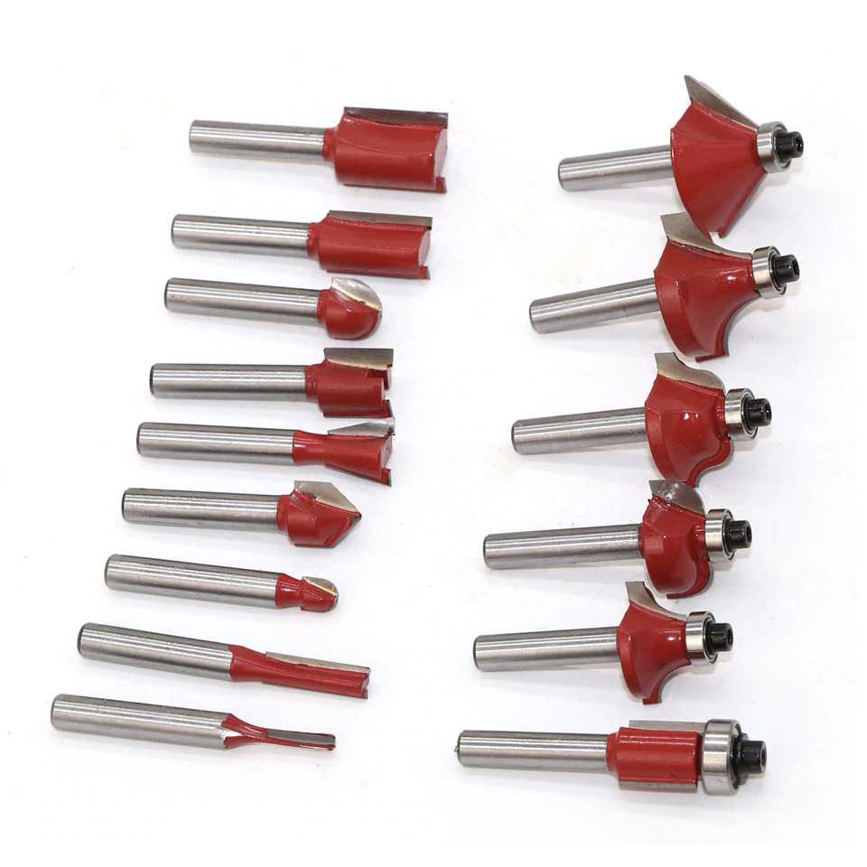 RCT Mata Bor Carbide Router Bit Woodworking 1/4 Inch 8mm 15PCS RCT-15