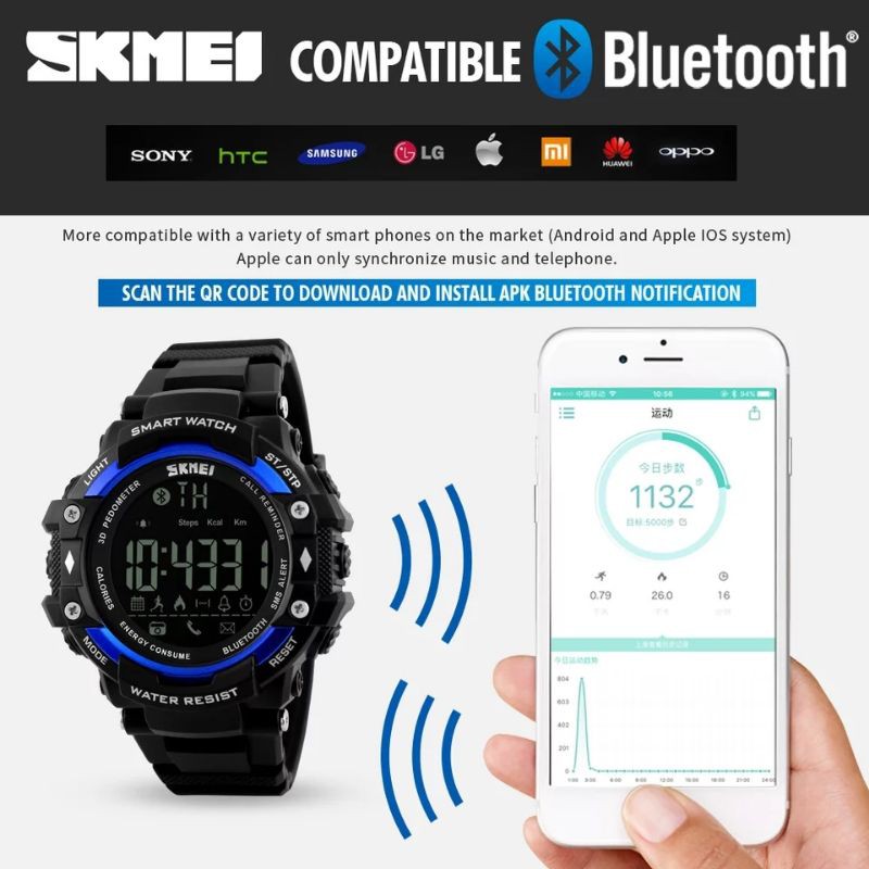 Smartwatch Kesehatan Tahan Air SKMEI 1226 Original Impor Jam Sport Pria Bugar & Sehat