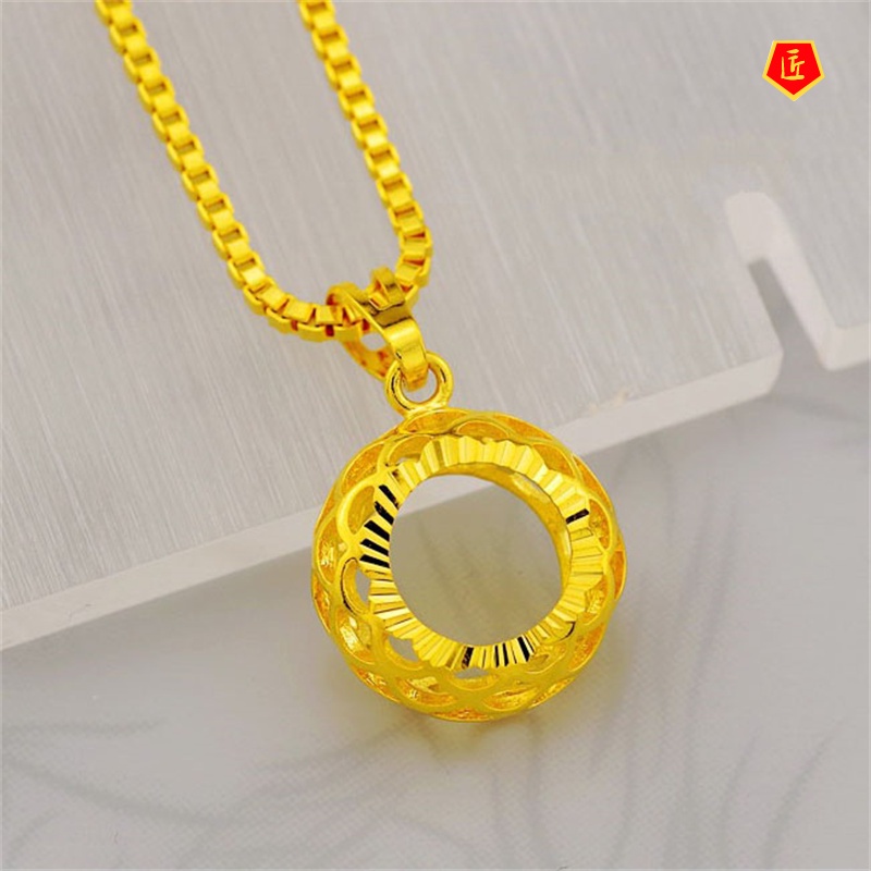 [Ready Stock]Delicate Hollow Ring Gold Pendant Necklace Fashion Temperament