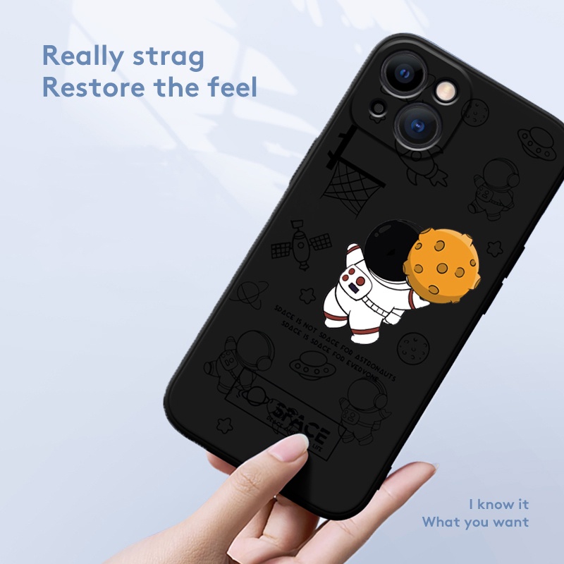 Hand strap + silicone astronaut case iphone 11 pro max 12/13 pro max Xs max XR 7plus/8plus 7/8/se2020 Square all-inclusive shockproof soft case