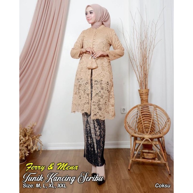 Real pick set kebaya kancing depan ibu besan / Kebaya Jumbo / Kebaya brokat jumbo Ld 120 / Kebaya Tunik sanghay /Kebaya brokat murah / Kebaya tradisional / Kebaya brokat termurah / kebaya ibu hajat-SET MOCA