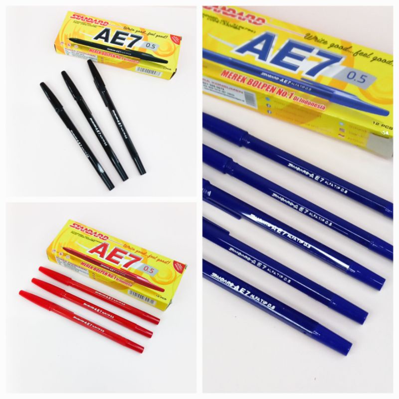 Pulpen Standart AE7 isi 12Pcs Pen Pena Ballpoint