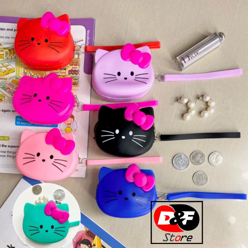 Silikon Dompet Koin Hello Kitty /Jelly Pouch Silicone/Dompet Koin Jelly Hello Kitty Mini Pouch Lucu