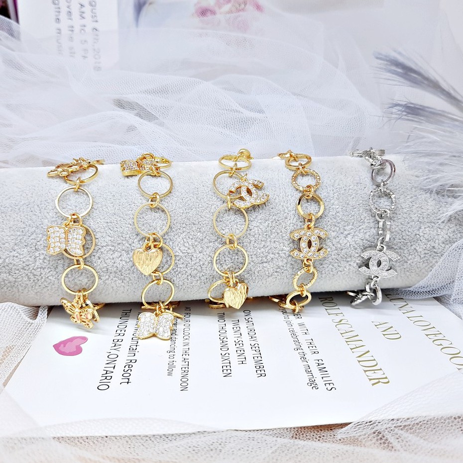 Gelang Xuping Rantai Charm Kupu-Kupu Mata Lapis Emas - BB221