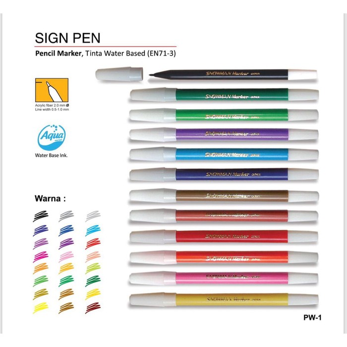 

Spidol Warna Permanent Marker Snowman PW-1