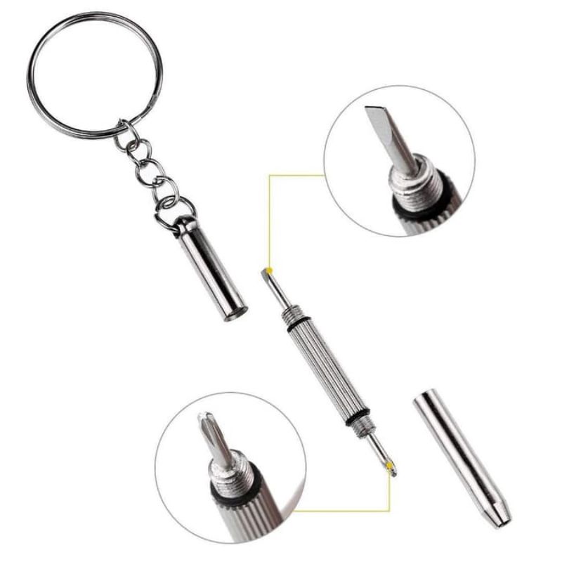 Gantungan Kunci Obeng Plus Minus Mini Screwdriver Keychain EDC 4in1