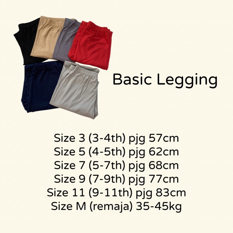 Legging Anak Basic Legging Anak Legging Remaja