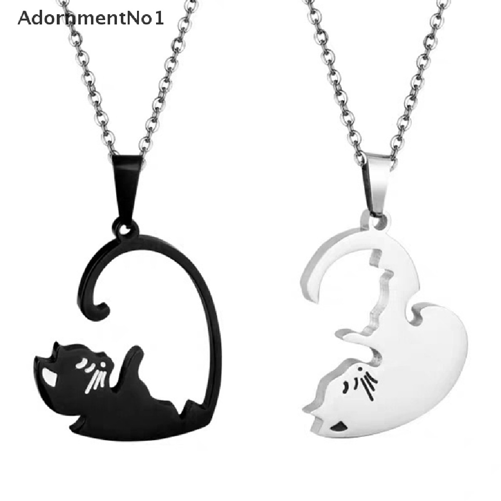 (AdornmentNo1) Kalung Rantai Dengan Liontin Kucing Bahan Stainless steel Untuk Pasangan / Pria / Wanita