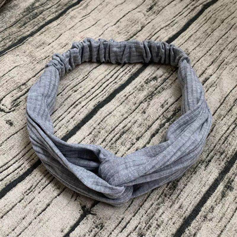 Bando Polos Salur - Bando Bandana Simpul Ala Korea - Headband - Bando Bandana Korea Untuk Wanita-(4-1) #7 Abu-Abu