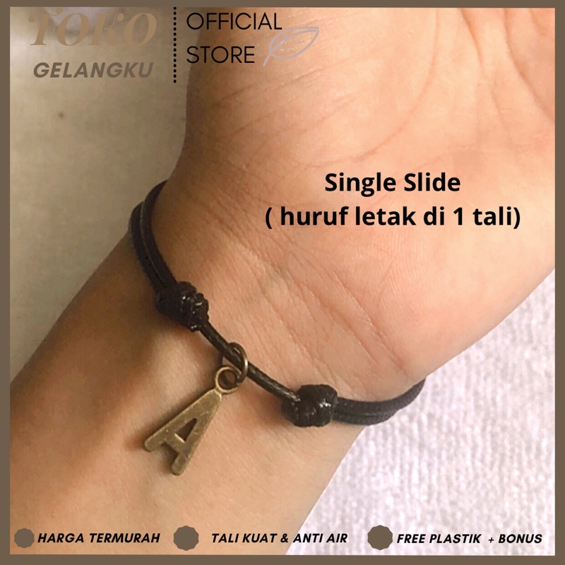 (A-Z) GELANG BRONZE HURUF GANTUNG ( BELI 10 FREE 1 GELANG POLOS ) / Gelang Tali Huruf Inisial Pria Wanita / Gelang Couple Sahabat Pacar / Bracelet initial Abjad