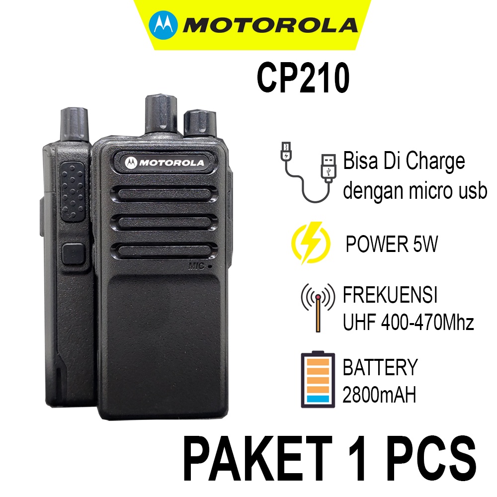 Paling Laku Motorola CP210 handy talky walkie talkie perangkat outdoor radio komunikasi bisa di charge dengan kabel handphone alat komunikasi alat berbicara UHF 400-470MHz 2800mAh + Earset [Earphone] 1pcs terkoneksi 888s