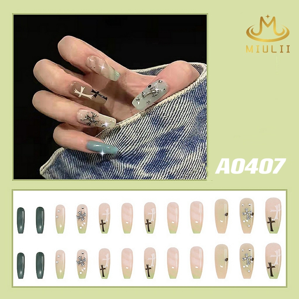 MIULII / KUKU PALSU   A0407  / 24PCS / 3D / NAIL ART / PREMIUM / MERAH / CUTE / FREE LEM JELLY / KUTEK