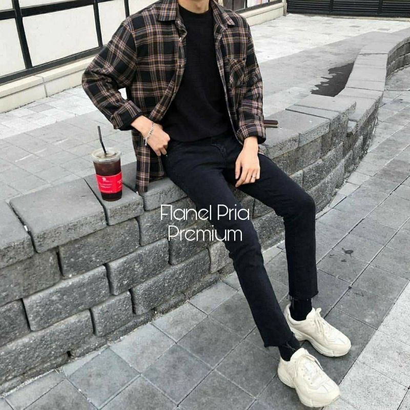 Kemeja Flanel Pria Lengan Panjang Kualitas Premium Kemeja Kotak Kotak Flannel