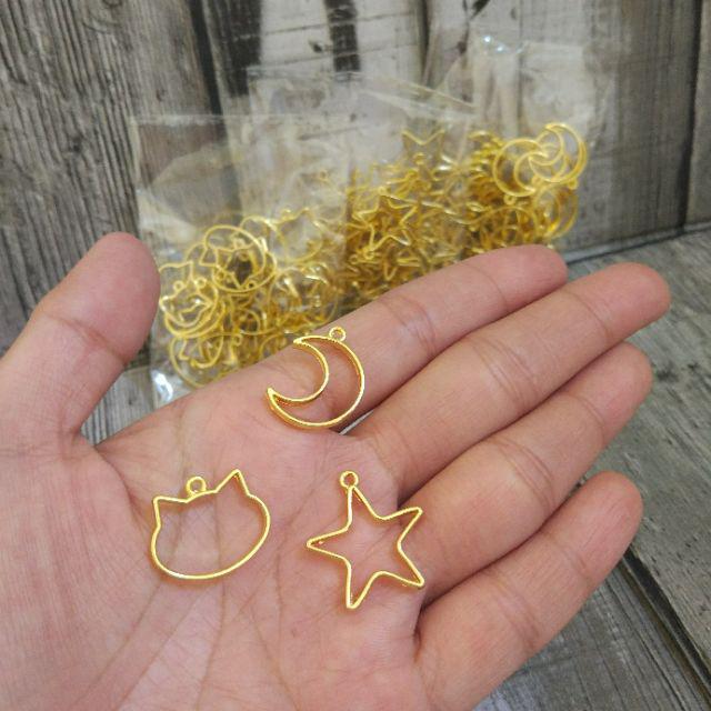 Inf Inf ✿ 90pcs Bingkai Bezel Bahan Resin Bentuk Bulan Bintang Untuk Membuat Perhiasan