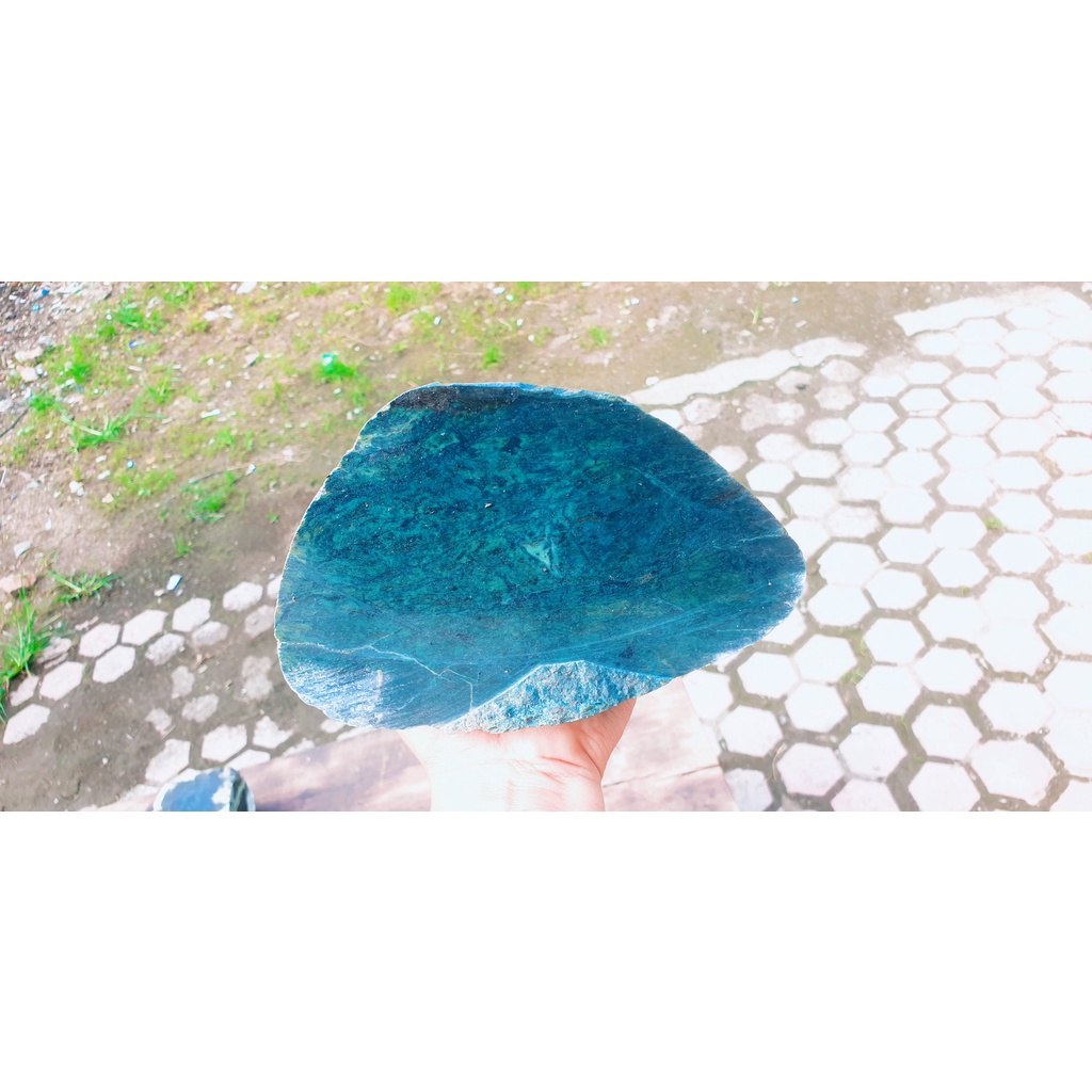 BAHAN BONGKAHAN BATU GIOK NEPHRITE JADE HITAM BUNGA HIJAU BIRU LAUT KD2824