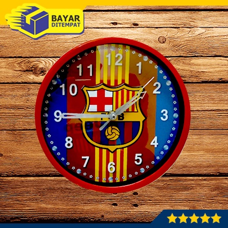 Jam Dinding FC BARCELONA Tempel Wall Clock Sepak Bola Foot Ball