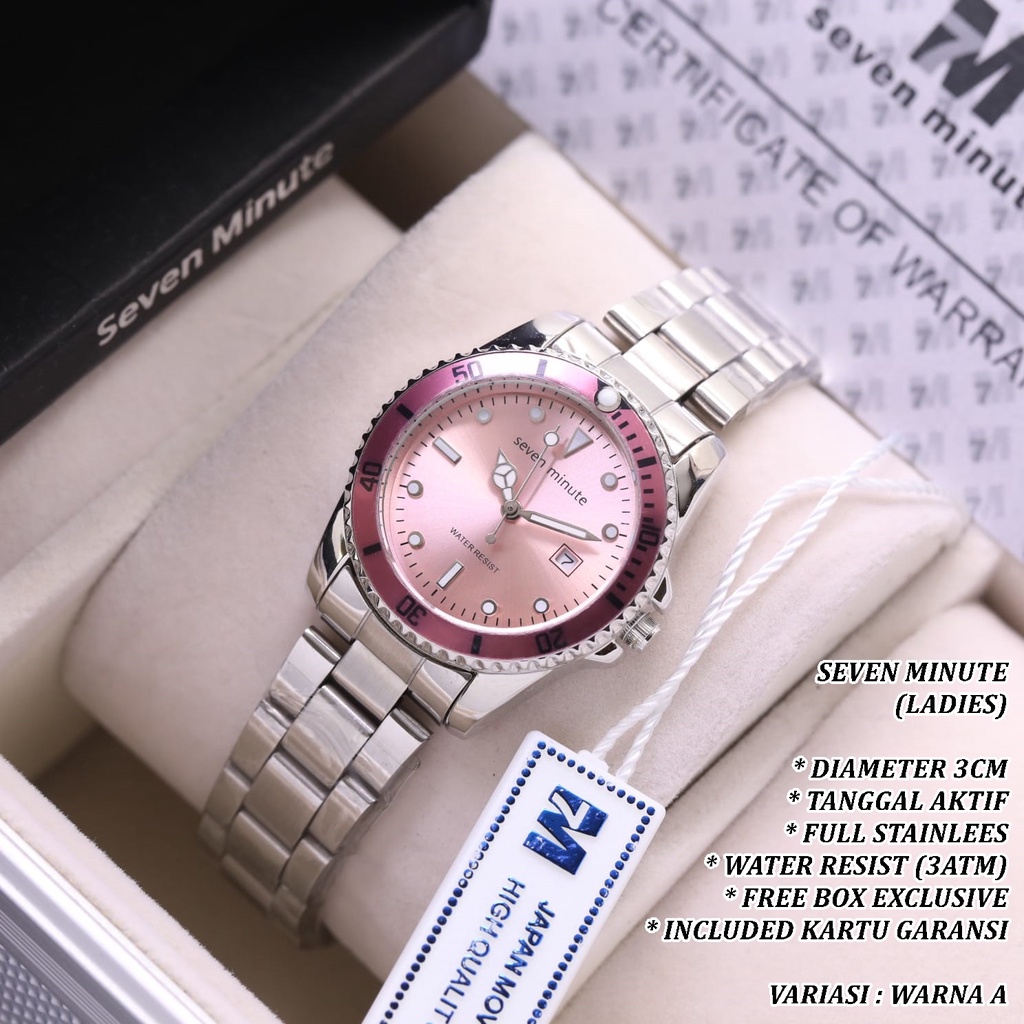 (FREE BOX) JAM TANGAN WANITA FASHION RANTAI BODY BULAT TANGGAL AKTIF