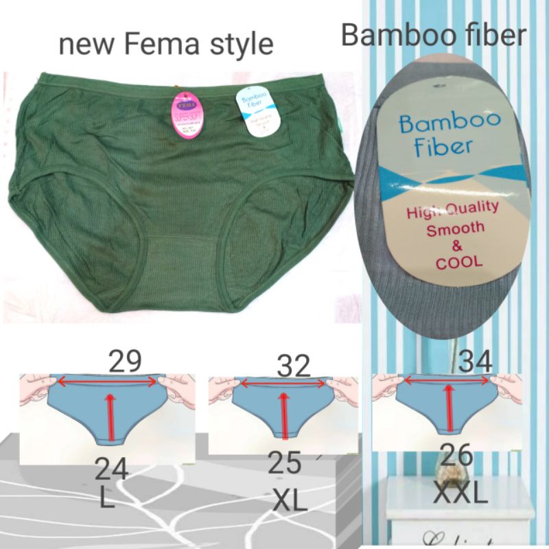 CELANA DALAM WANITA fema bamboo fiberLENTUR EMPUK DAN TEBAL