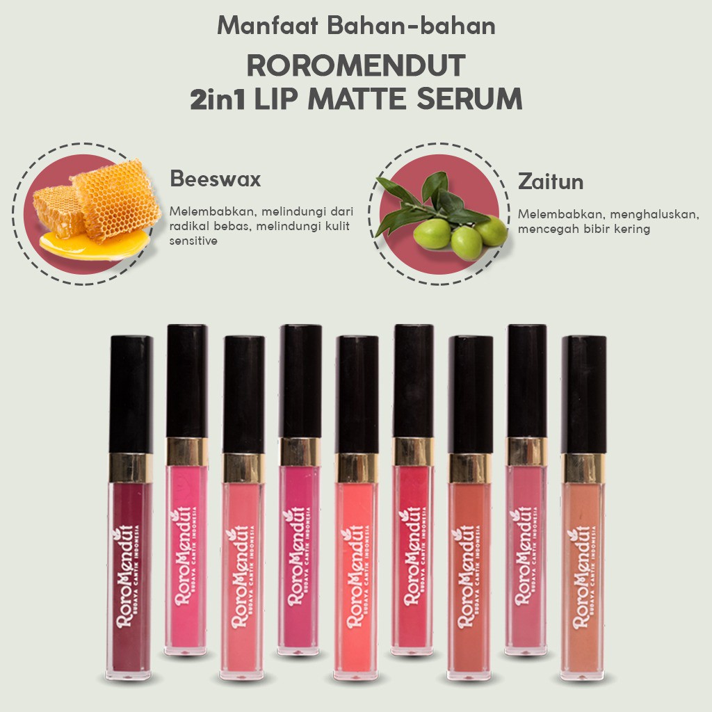 ( LIPSTIK RORO MENDUT ORIGINAL BPOM HALAL ) 2in1 LIP MATTE SERUM LIQUID LIPSTICK LIP CREAM BIBIR